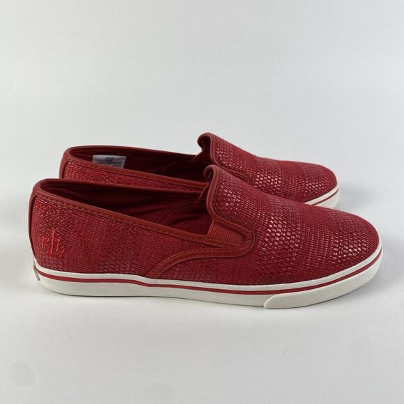 Lauren Ralph Lauren Janis Slip On Loafers Red Women Size 6.5 Pre-Owned‎ - Picture 2 of 13